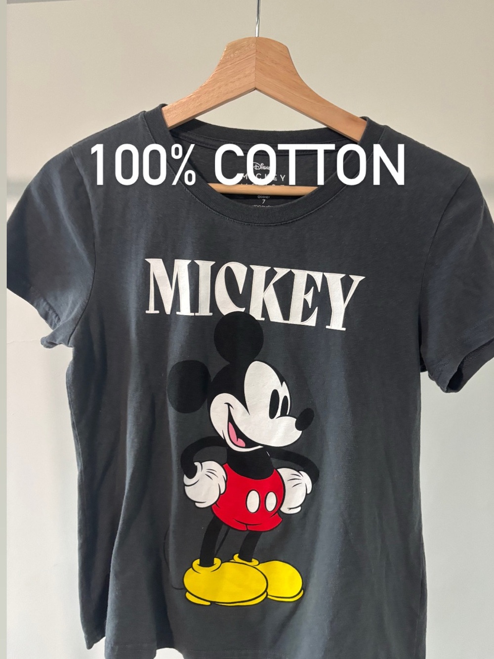 Disney Black Mickey Mouse Graphic Tee with Red & Yellow Accents